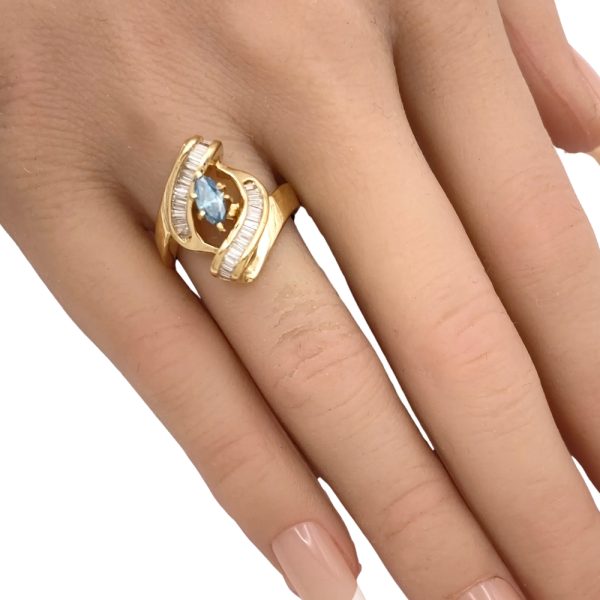 1.0ctw Blue Diamond Ring 14K Gold worn