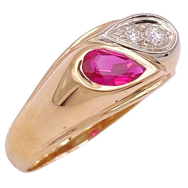 1.0ctw Pear Ruby Ring with Diamond Accent 14K Gold side