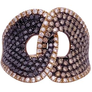 1.11ctw Brown, Black & White Diamond Ring 14K Gold