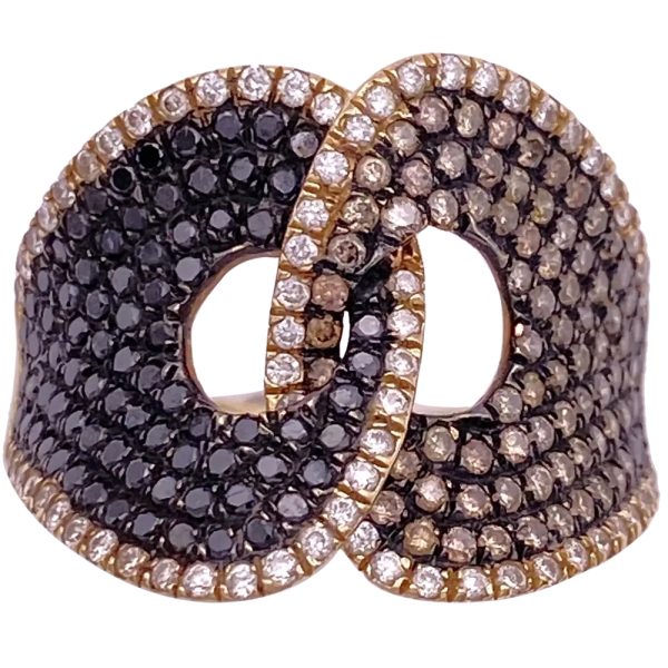 1.11ctw Brown, Black & White Diamond Ring 14K Gold