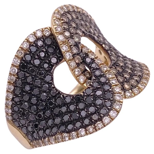 1.11ctw Brown, Black & White Diamond Ring 14K Gold black side