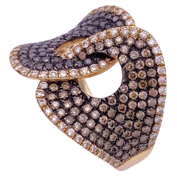 1.11ctw Brown, Black & White Diamond Ring 14K Gold brown side