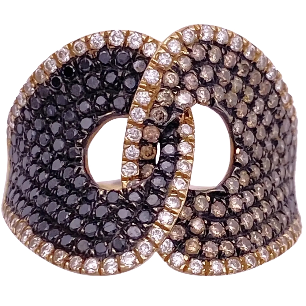 1.11ctw Brown, Black & White Diamond Ring 14K Gold