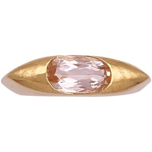 1.13ct Morganite Band Ring 14K Gold