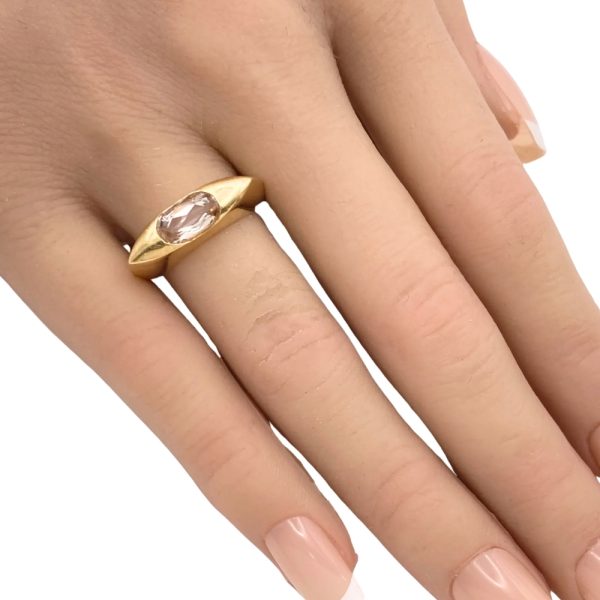 1.13ct Morganite Band Ring 14K Gold worn