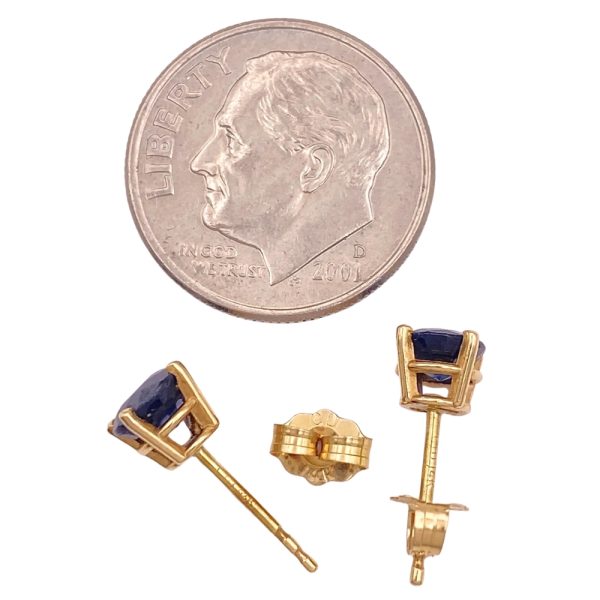 1.20ctw Natural Blue Sapphire Stud Earrings 14K Gold size
