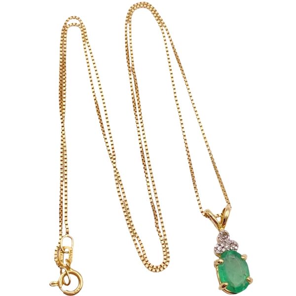 1.26ctw Natural Emerald Necklace 14K Gold full
