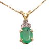 1.26ctw Natural Emerald Necklace 14K Gold pendant