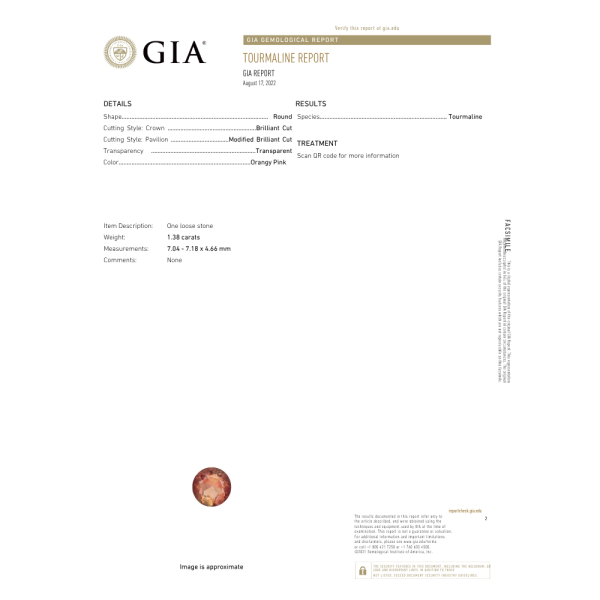 1.38ct Orangy Pink Tourmaline Double Diamond Halo 14K GIA Report