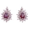 1.54ctw Ruby Stud Earrings with Diamond Halo 14K Gold