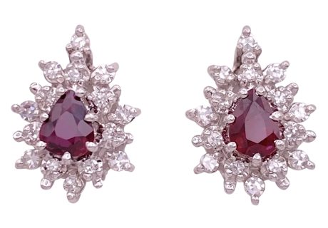 1.54ctw Ruby Stud Earrings with Diamond Halo 14K Gold