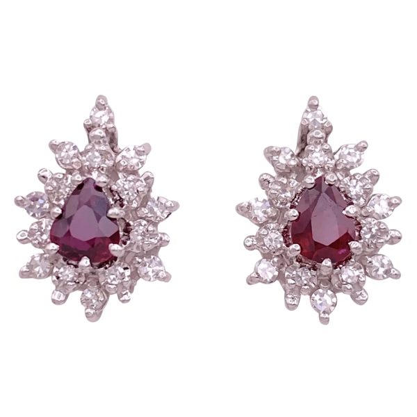 1.54ctw Ruby Stud Earrings with Diamond Halo 14K Gold