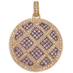 1.55ctw White & Brown Diamond Pendant 14K Gold