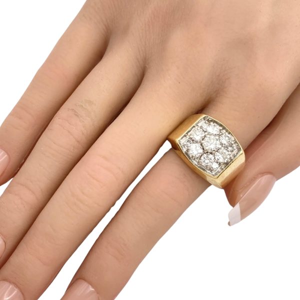 1.84ctw Diamond Cluster Men's Ring 14K Gold worn