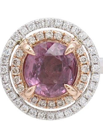 1.93ct Pink Spinel Double Diamond Halo 14K