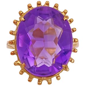 10.63ctw Amethyst Ring 18K Yellow Gold