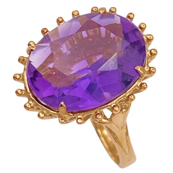 10.63ctw Amethyst Ring 18K Yellow Gold side