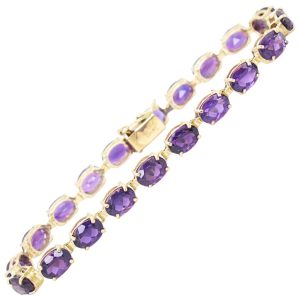 13.6ctw Amethyst Line Bracelet 14K Gold