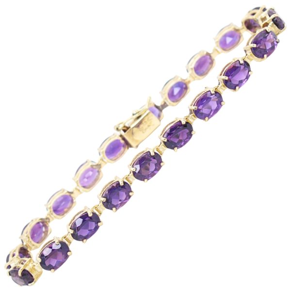 13.6ctw Amethyst Line Bracelet 14K Gold