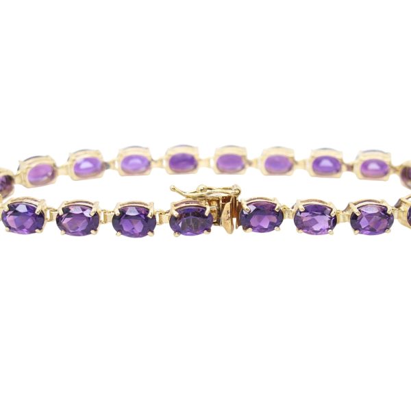 13.6ctw Amethyst Line Bracelet 14K Gold clasp