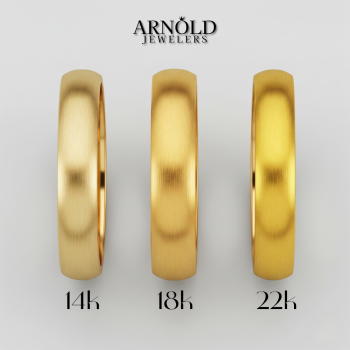 14k vs 18k vs 22k Color shown with 3 solid gold rings