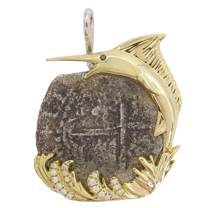 1622 Atocha 4 Reale Shipwreck Coin Mel Fischer Marlin Pendant Gold
