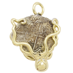 1622 Atocha 8 Reale Shipwreck Coin Mel Fischer Octopus Pendant Gold