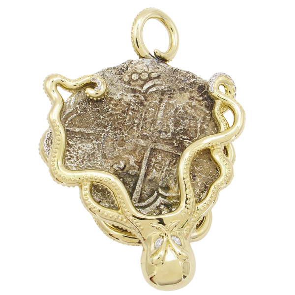 1622 Atocha 8 Reale Shipwreck Coin Mel Fischer Octopus Pendant Gold