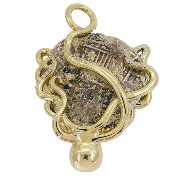1622 Atocha 8 Reale Shipwreck Coin Mel Fischer Octopus Pendant Gold Back