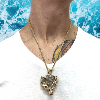 1622 Atocha 8 Reale Shipwreck Coin Mel Fischer Octopus Pendant Gold Worn