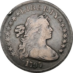 1797 Draped Bust Dollar 9x7 Large Letters BB-73, B-1 VF25 NGC