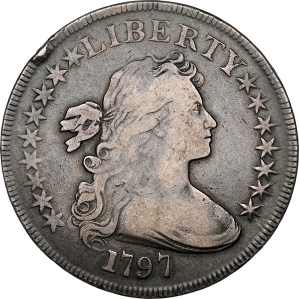 1797 Draped Bust Dollar 9x7 Large Letters BB-73, B-1 VF25 NGC