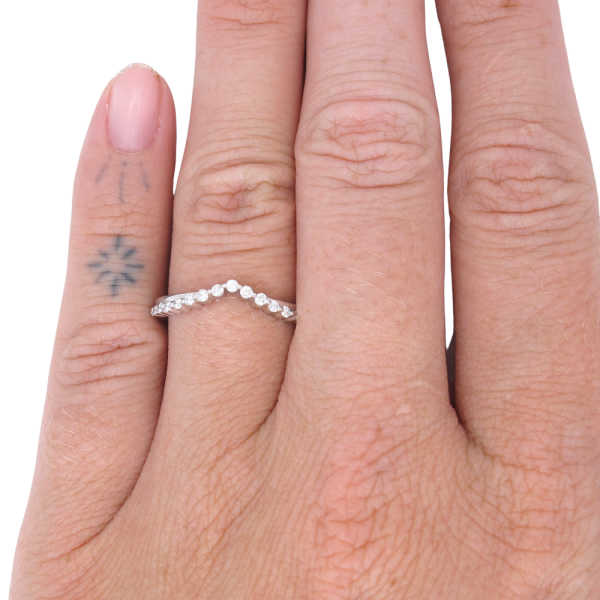 .17ctw Gold & Diamond Chevron Half Band 14K White Gold Worn