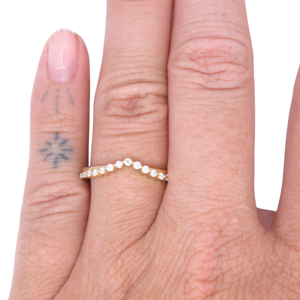 .17ctw Gold & Diamond Chevron Half Band 14K Yellow Gold Worn