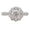 2 carat Round Diamond Halo Engagement Ring Pave Band White Gold