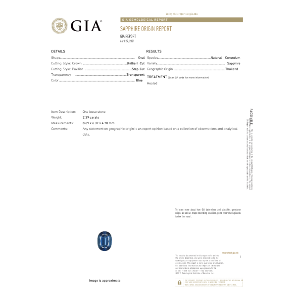 2.39ct Oval Blue Sapphire Three-Stone Ring 14K White Gold GIA Report