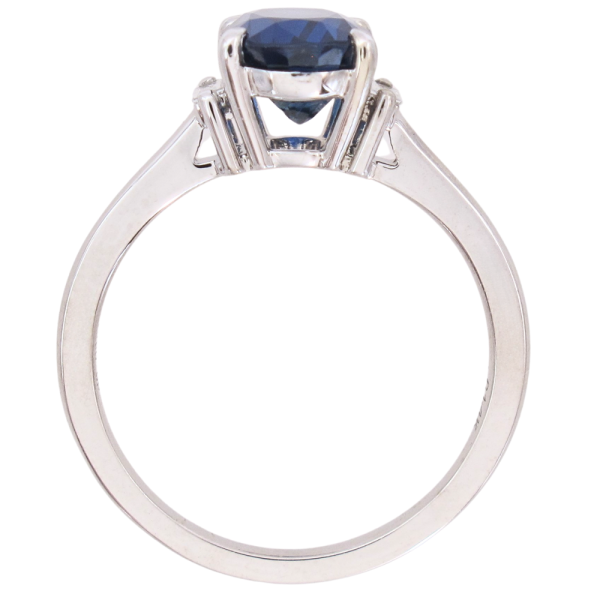 2.39ct Oval Blue Sapphire Three-Stone Ring 14K White Gold GIA profile (1)