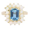 2.58ctw London Blue Topaz Ring with Opal Halo 14K Gold