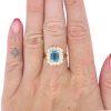 2.58ctw London Blue Topaz Ring with Opal Halo 14K Gold worn