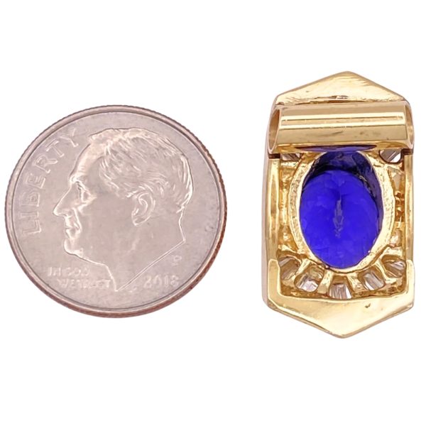 2.97ctw Tanzanite Pendant with Diamond Accent 14K Gold back