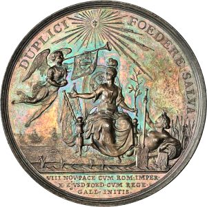 1785 Netherlands Amsterdam City Silver Medal "Treaty of Fountainebleau" MS63 NGC Rainbow Toned