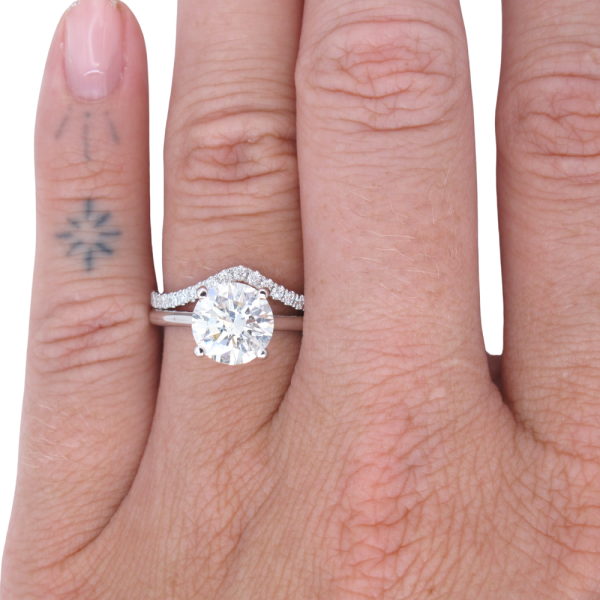 .21ctw Pave Diamond Chevron Band 14K white gold stacked