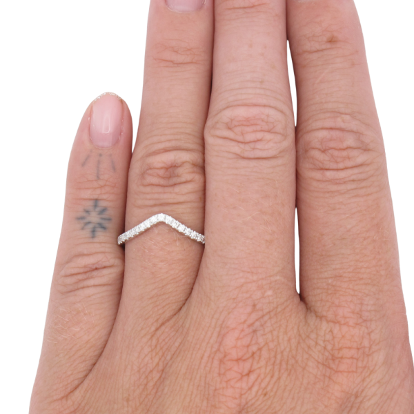 .21ctw Pave Diamond Chevron Band 14K white gold worn