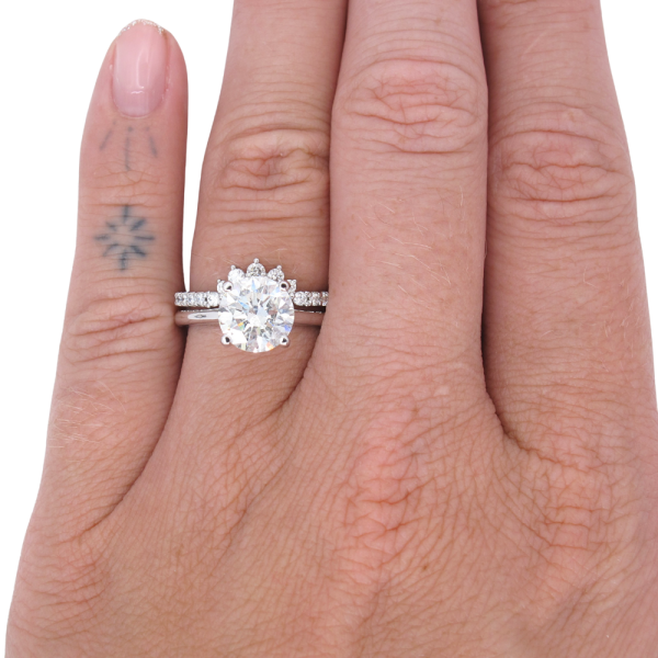 .27ctw Diamond Burst Curved Band Ring 14K white gold stacked