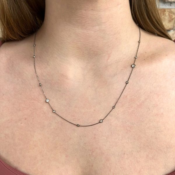3.0ctw Salt & Pepper Diamonds by The Inch Necklace 14K Gold with Black Rhodium worn