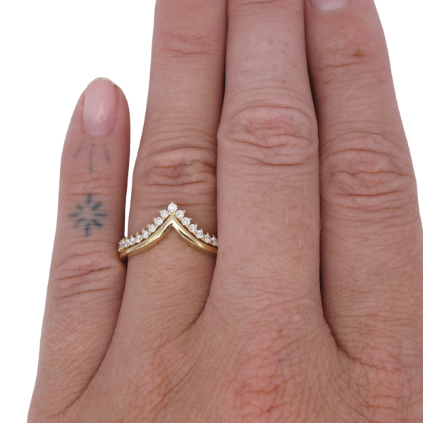 .32ctw Diamond & Gold Double Chevron Band 14K Yellow Gold worn