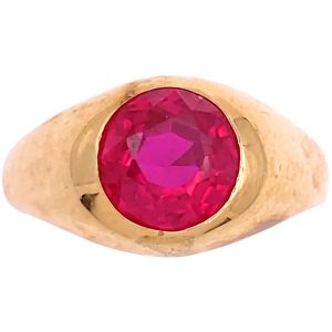 4.10ct Lab Ruby Ring 14K Gold