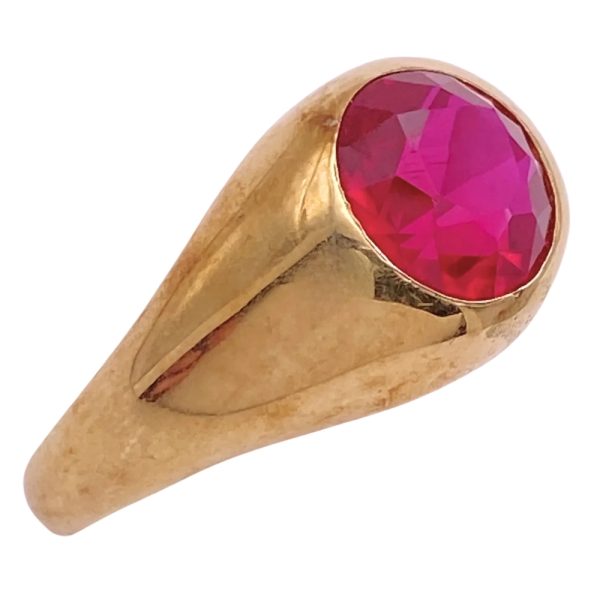 4.10ct Lab Ruby Ring 14K Gold side