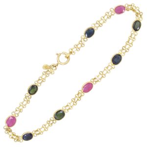 4.32ctw Ruby & Sapphire Bracelet 18K Gold