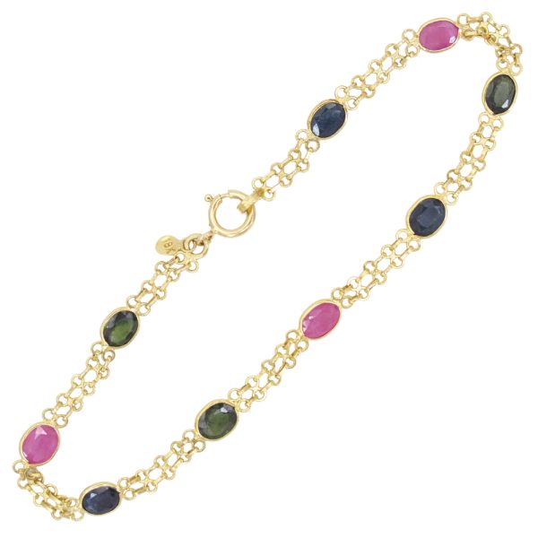 4.32ctw Ruby & Sapphire Bracelet 18K Gold